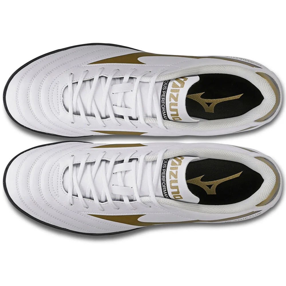 Chuteira Society Masculina Mizuno Morelia Club AS Branco/Dourado/Preto 4