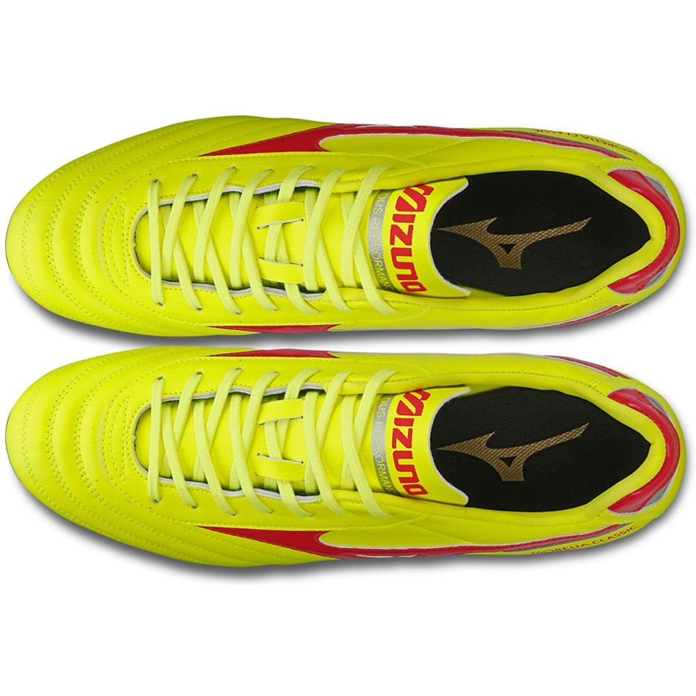 Chuteira de Campo Masculina Mizuno Morelia Classic MD Amarelo/Vermelho 4