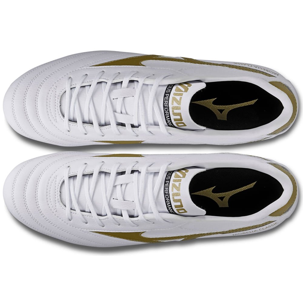 Chuteira de Campo Masculina Mizuno Morelia Classic MD Branco/Verde 4