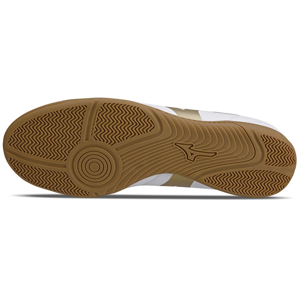 Chuteira Futsal Masculina Mizuno Morelia Club IN Branco/Dourado/Preto 2
