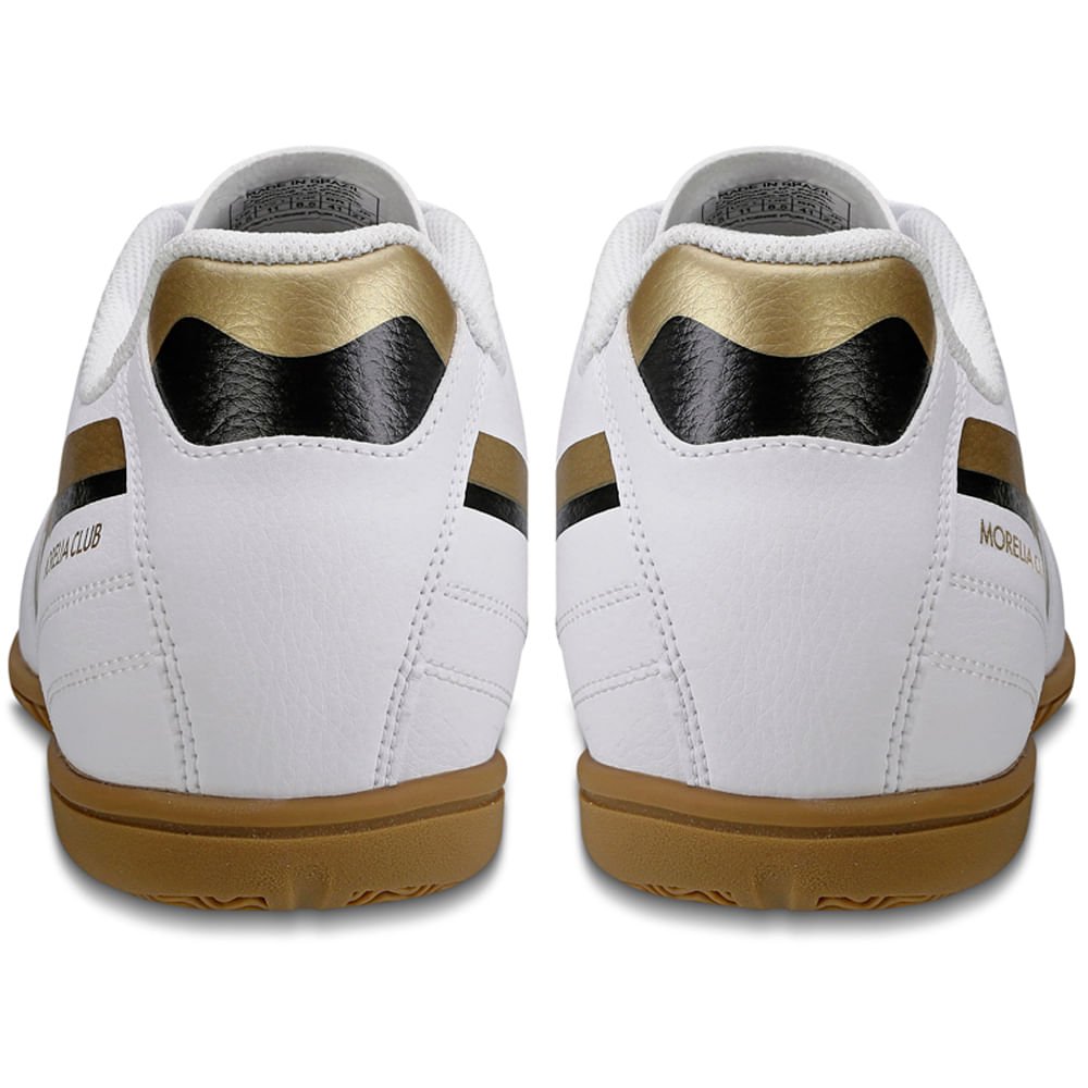 Chuteira Futsal Masculina Mizuno Morelia Club IN Branco/Dourado/Preto 3