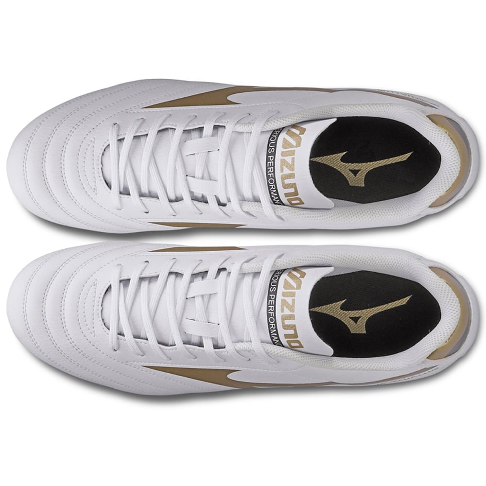 Chuteira de Campo Masculina Mizuno Morelia Club MD Branco/Dourado/Preto 4