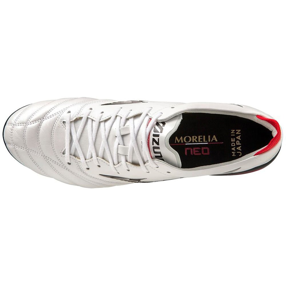 Chuteira de Campo Masculina Mizuno Morelia Neo IV Japan Mix Branco/Preto/Vermelho 3
