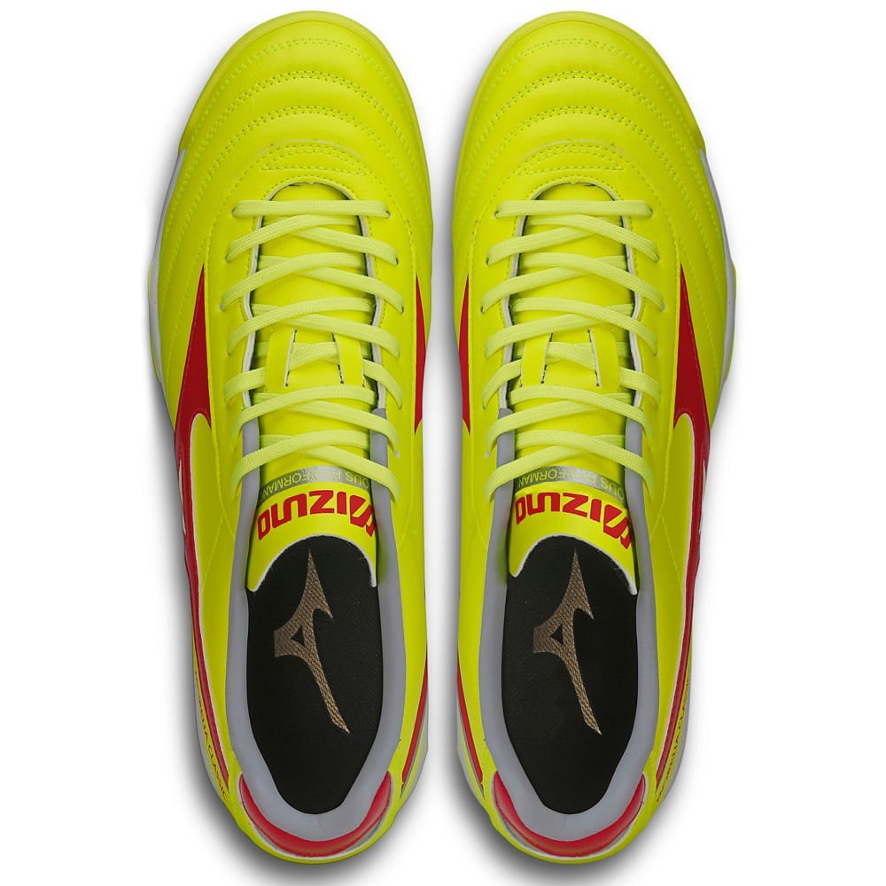Chuteira Society Masculina Mizuno Morelia Classic AS Amarelo/Vermelho 4