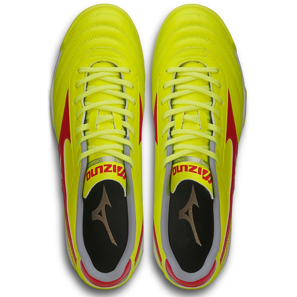 Chuteira Society Masculina Mizuno Morelia Classic AS Amarelo/Vermelho 4
