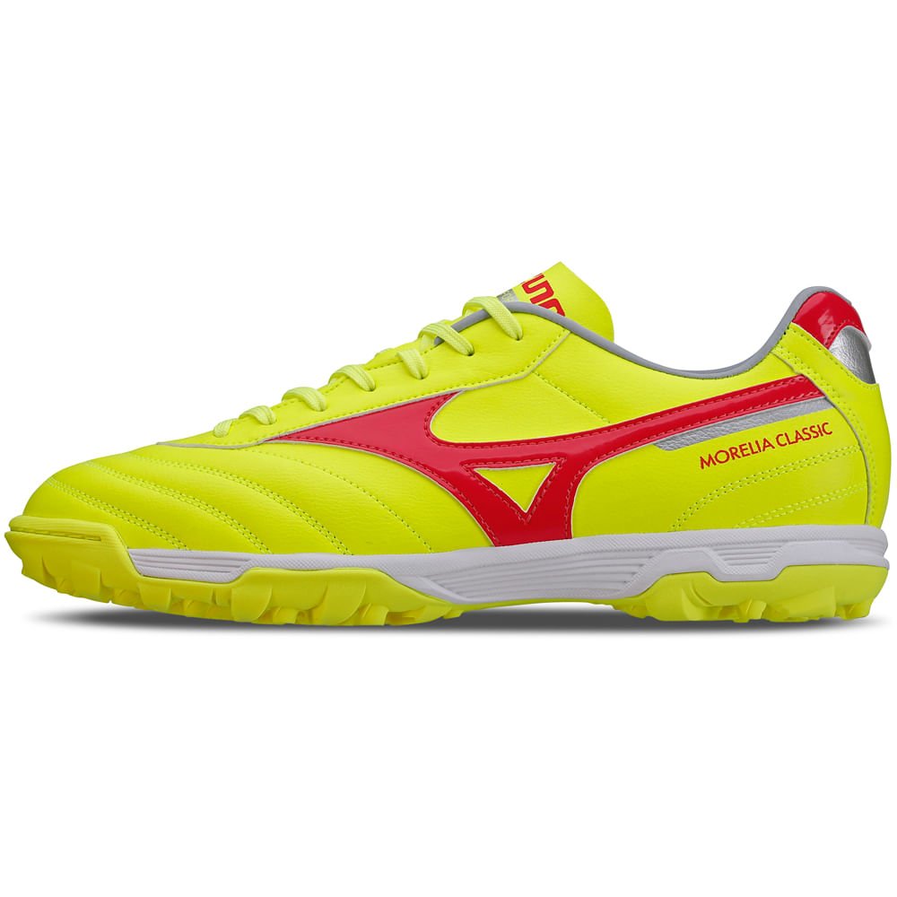 Chuteira Society Masculina Mizuno Morelia Classic AS Amarelo/Vermelho 1