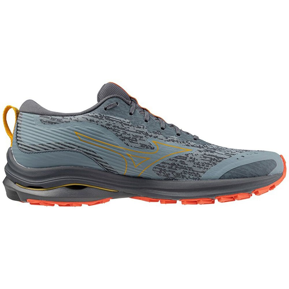 Tênis de Trilha Masculino Mizuno Wave Rider TT Cinza/Verde/Laranja 4