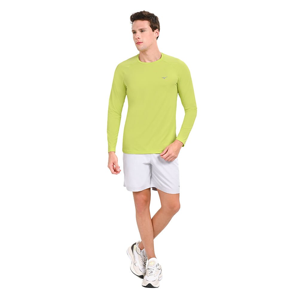 Camiseta Manga Longa de Treino Masculina Mizuno Pro Uv +50 Verde 4
