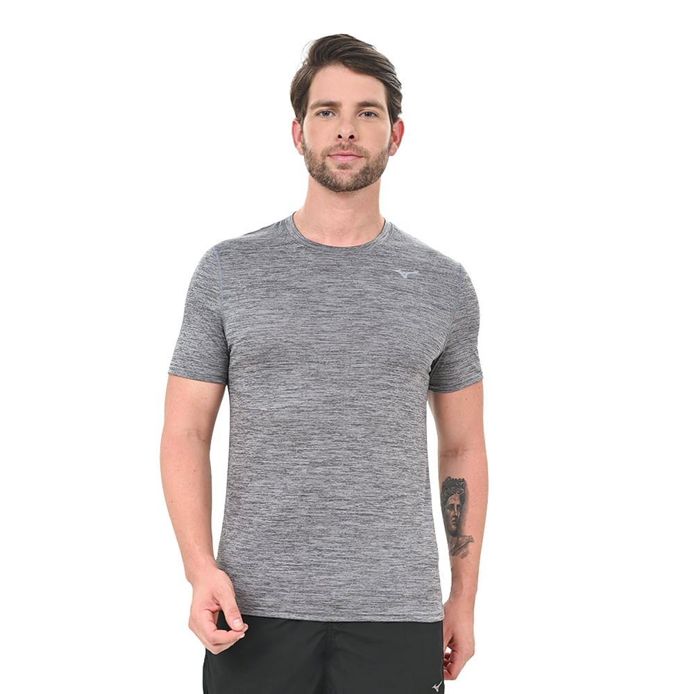 Camiseta de Corrida Masculina Mizuno Impulse Core Cinza 1