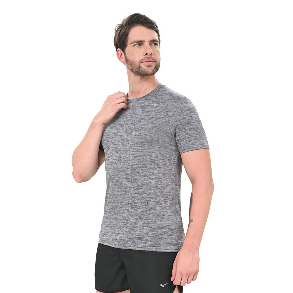 Camiseta de Corrida Masculina Mizuno Impulse Core Cinza 2