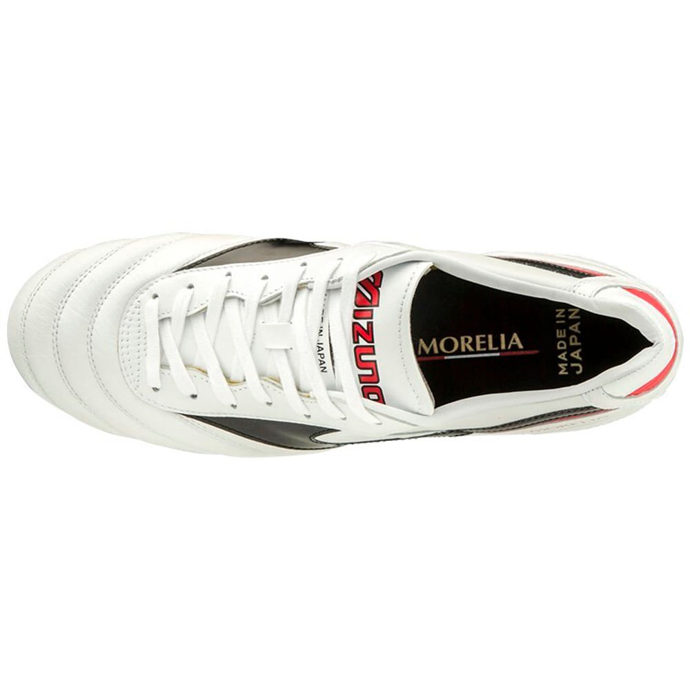 Chuteira de Campo Masculina Mizuno Morelia II Japan MD Branco/Preto/Vermelho 3