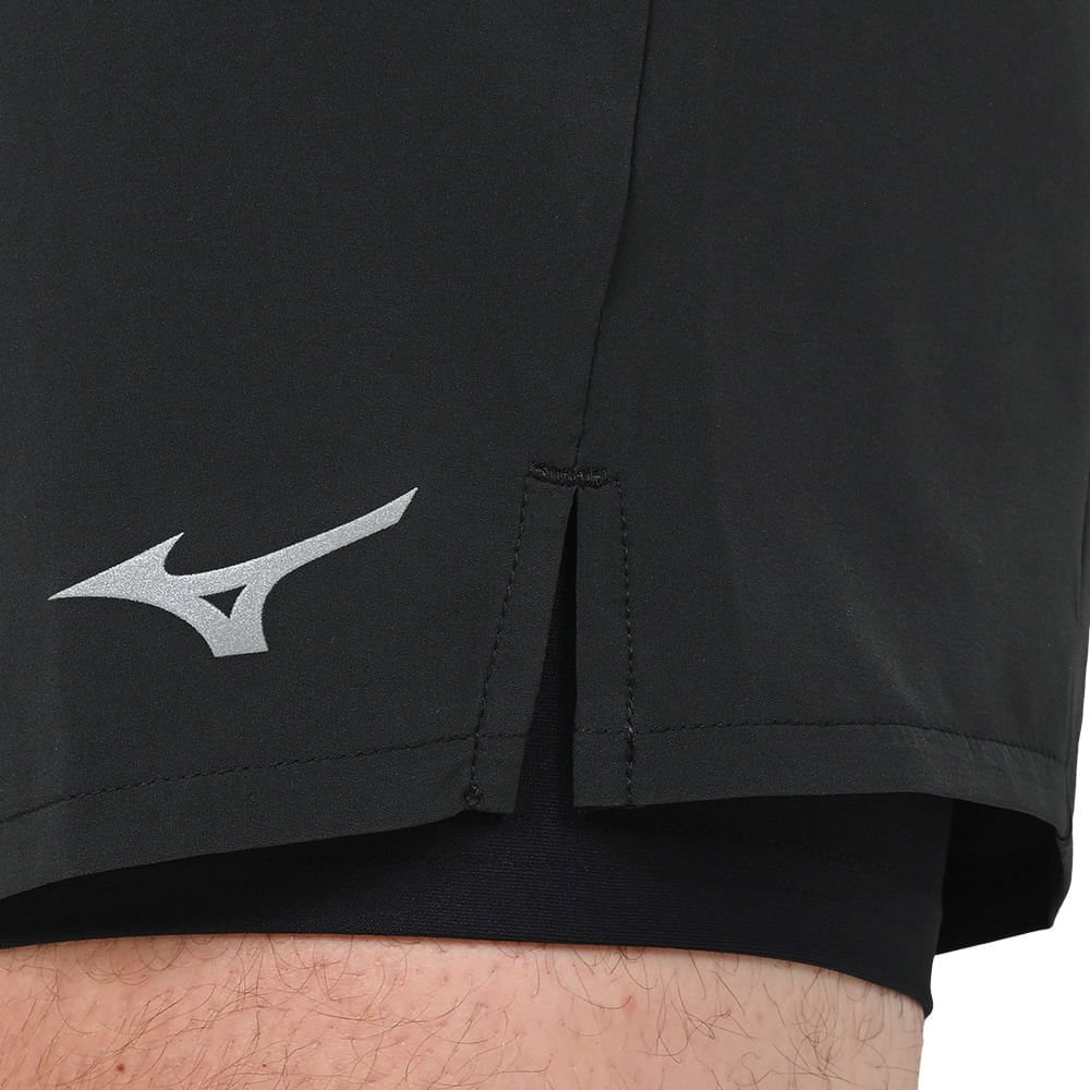 Shorts de Corrida Masculino Mizuno Multi Pocket 2 em 1 Preto 8