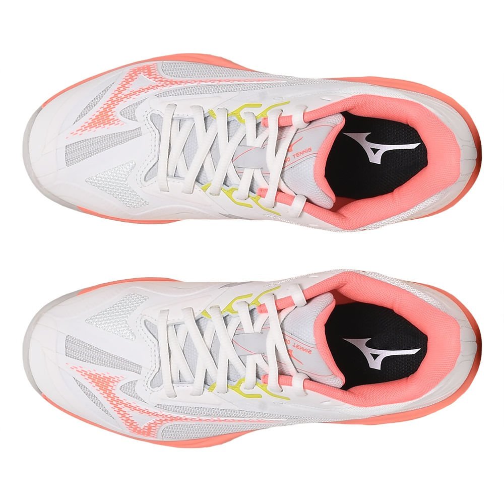 Tênis de Tennis Feminino Mizuno Wave Exceed Light 2 Clay Court Branco/Laranja/Amarelo 2