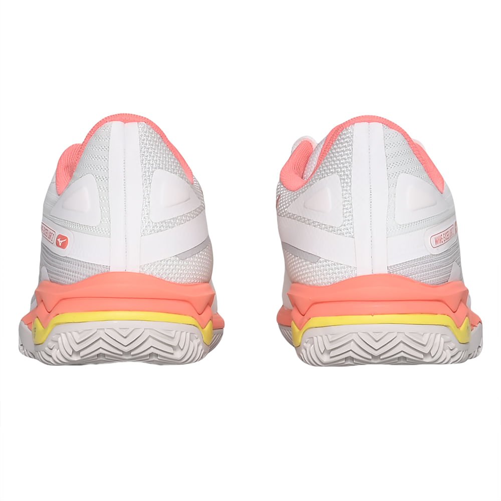 Tênis de Tennis Feminino Mizuno Wave Exceed Light 2 Clay Court Branco/Laranja/Amarelo 3