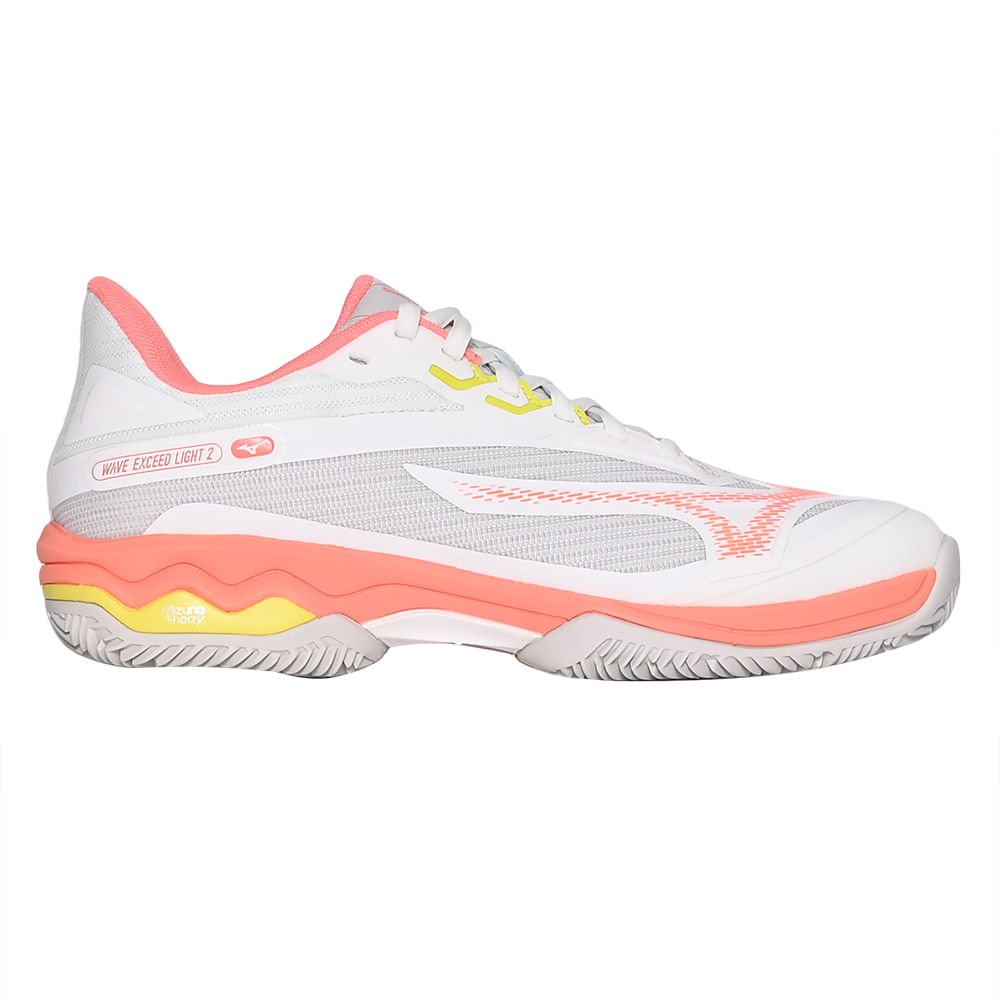 Tênis de Tennis Feminino Mizuno Wave Exceed Light 2 Clay Court Branco/Laranja/Amarelo 4