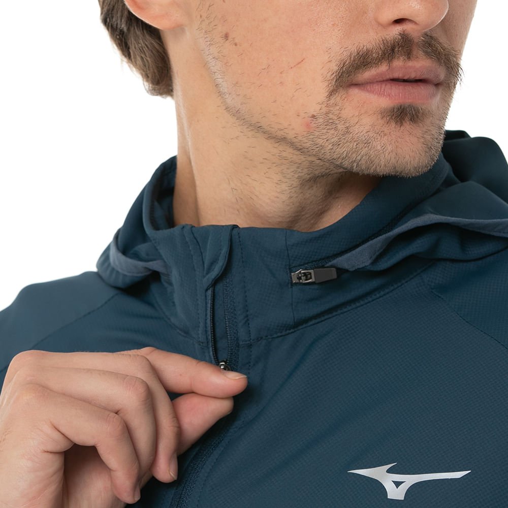 Jaqueta de Corrida Mizuno Masculina Focus Azul 4