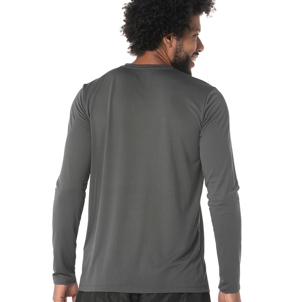 Camiseta Manga Longa de Treino Masculina Mizuno Nirvana Cinza 2