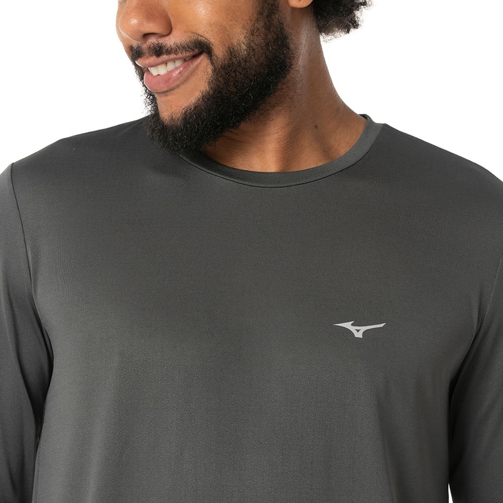 Camiseta Manga Longa de Treino Masculina Mizuno Nirvana Cinza 4