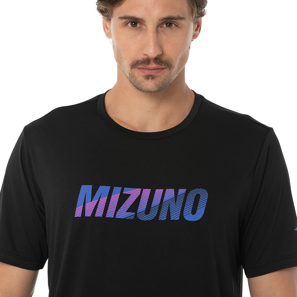 Camiseta Casual Masculina Mizuno Stamp Preto 2