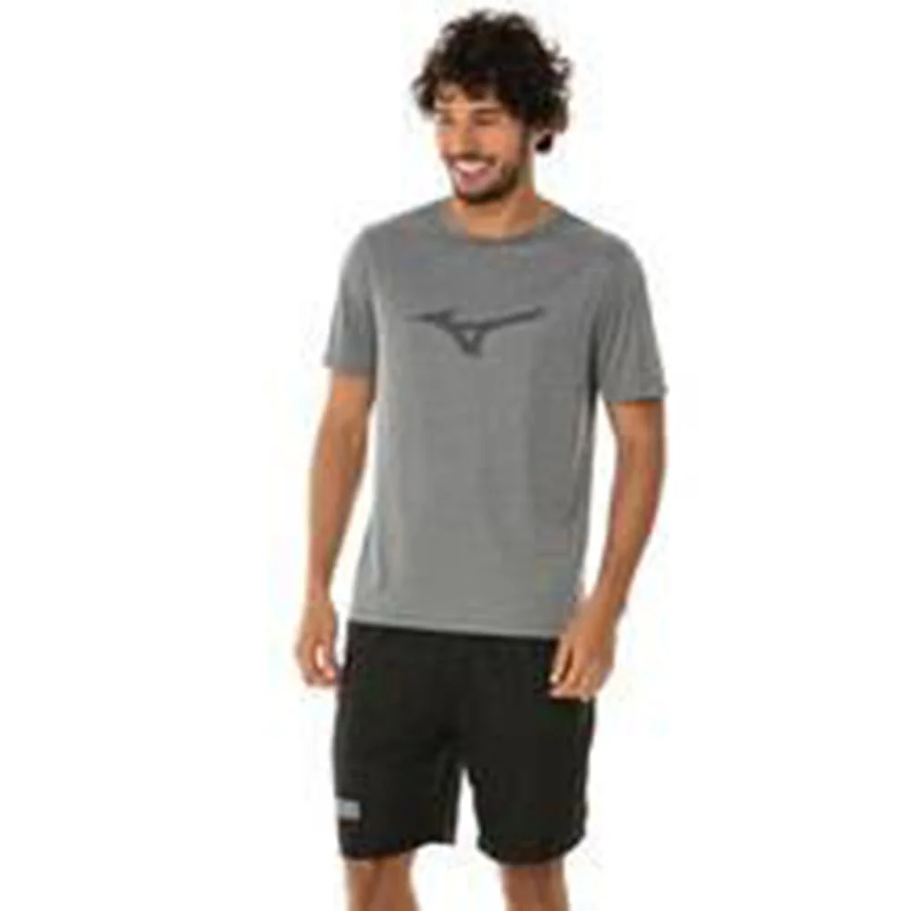 Camiseta de Corrida Masculina Mizuno Run Spark Mescla Cinza 2