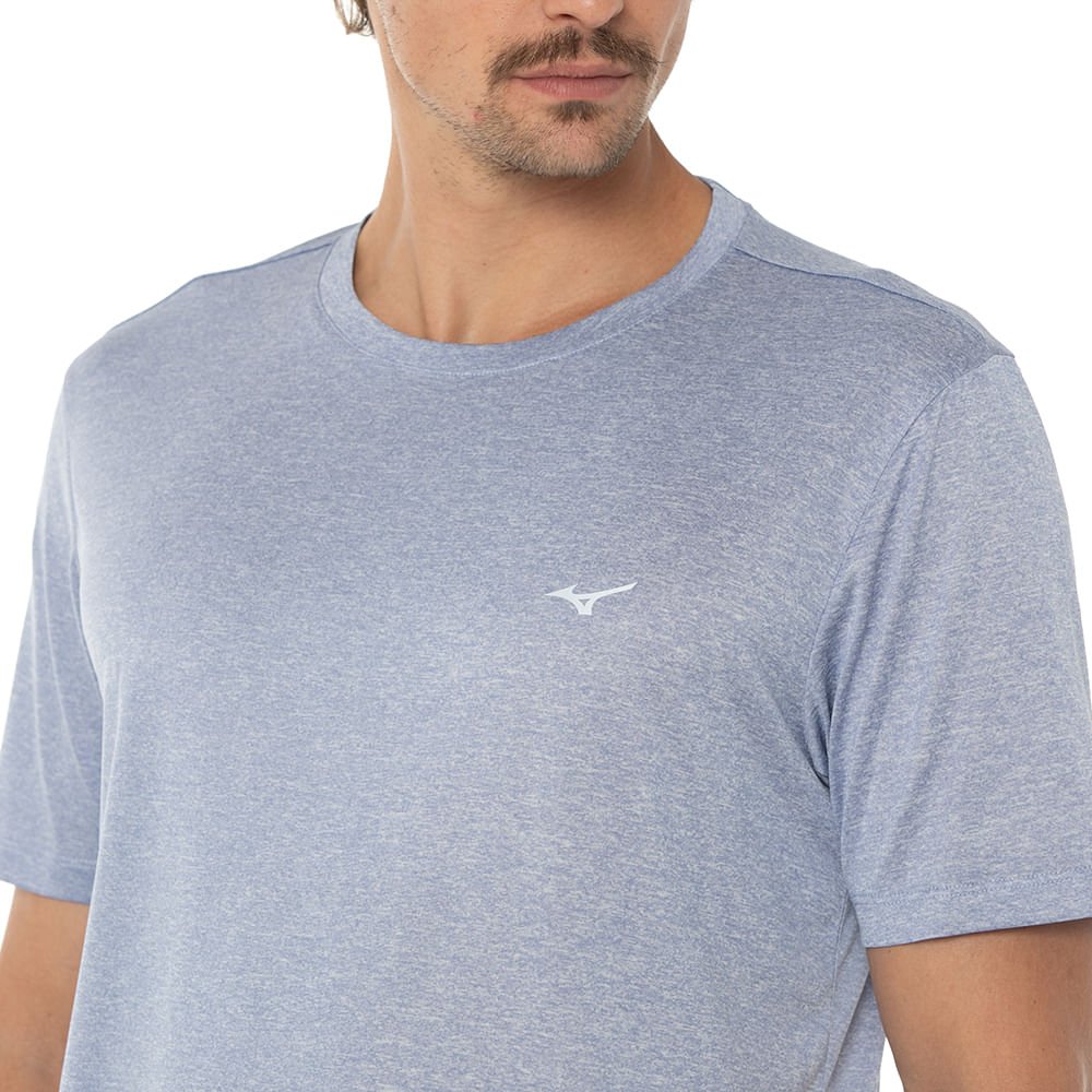 Camiseta de Corrida Masculina Mizuno Run Spark 2 Mescla Cinza 3