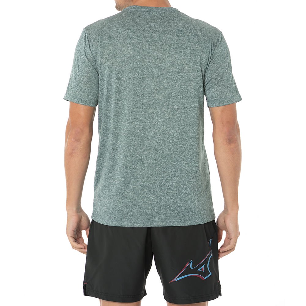 Camiseta de Corrida Masculina Mizuno Run Spark 2 Mescla Verde 2