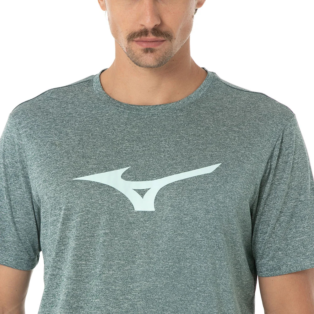 Camiseta de Corrida Masculina Mizuno Run Spark 2 Mescla Verde 3