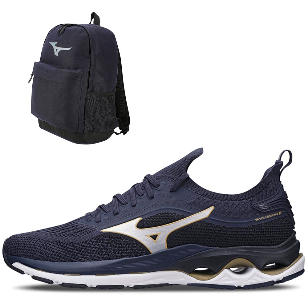 Kit 1 Tênis de Corrida Masculino Mizuno Wave Legend 3 e 1 Mochila Energy Azul 1