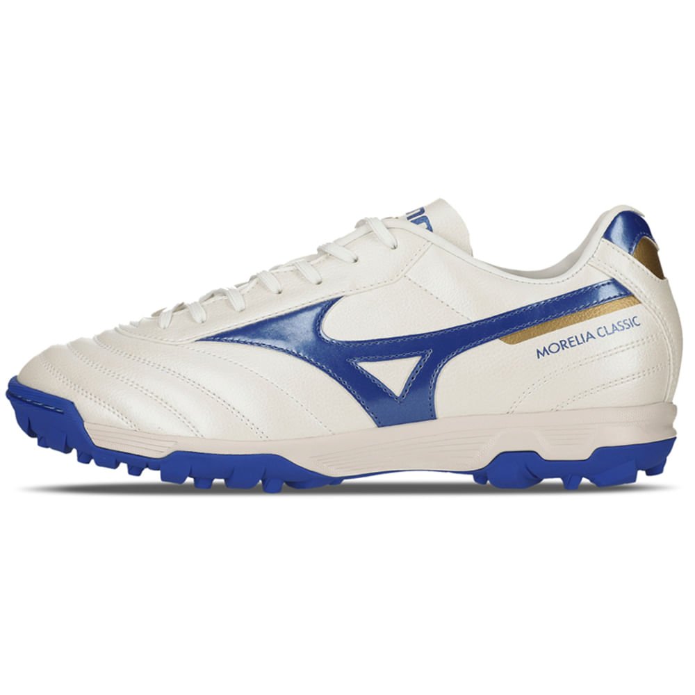 Chuteira Society Masculina Mizuno Morelia Classic AS Branco/Azul 1