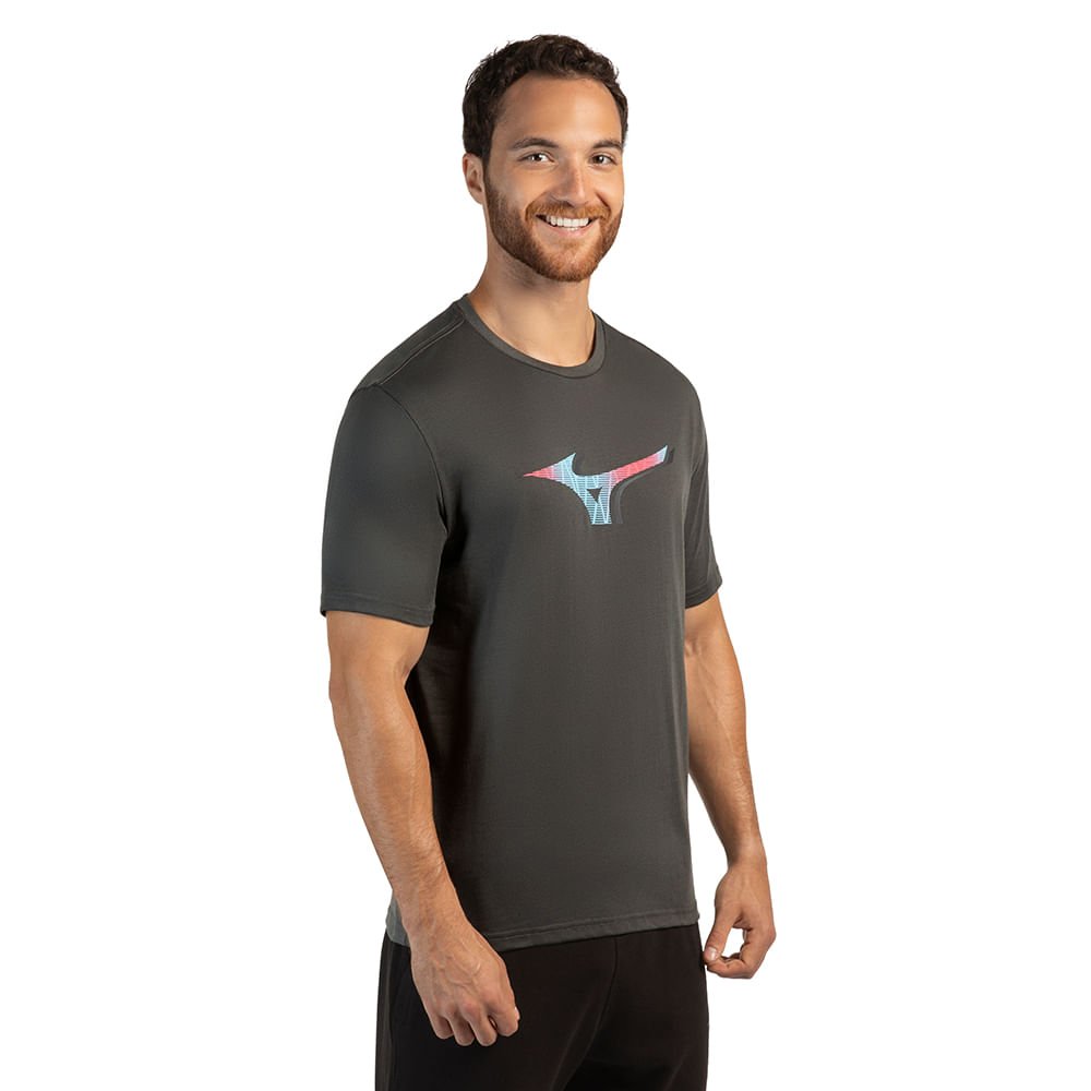 Camiseta Casual Masculina Mizuno Stamp Cinza 3
