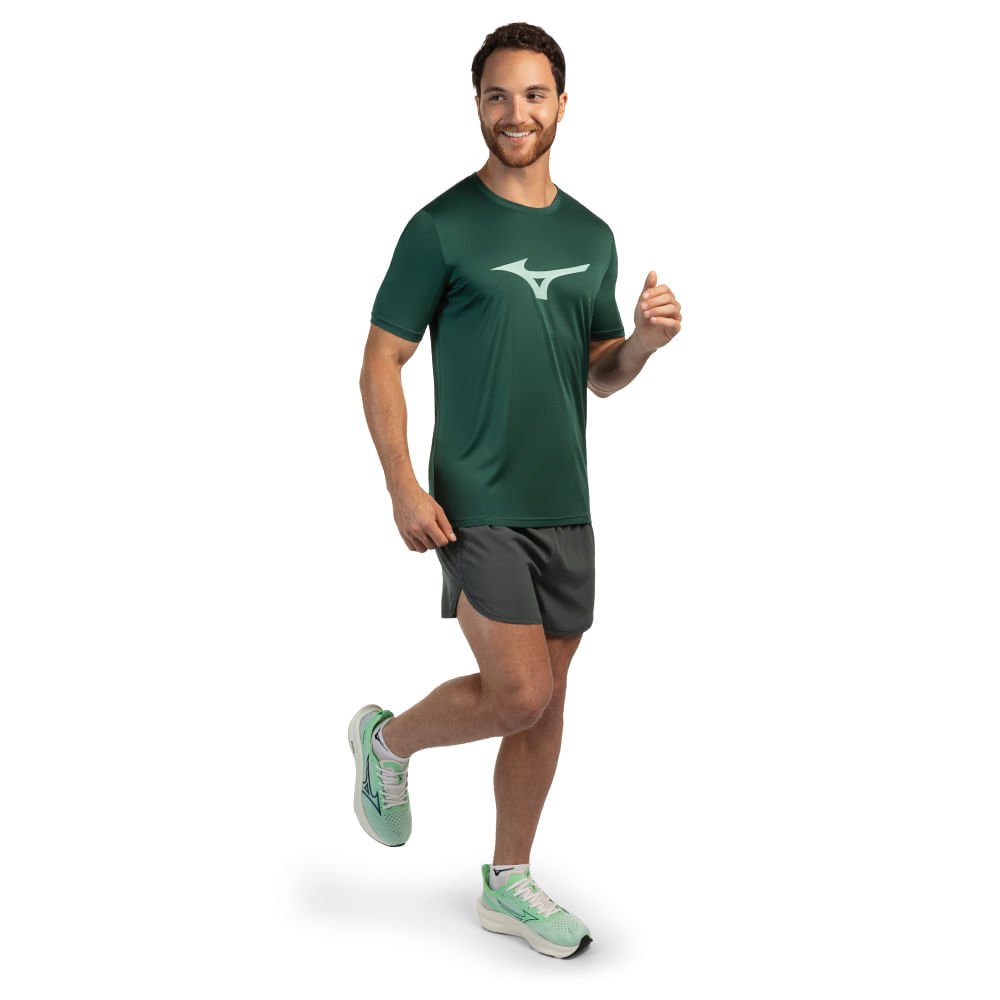 Camiseta de Corrida Masculina Mizuno Run Spark Verde 2