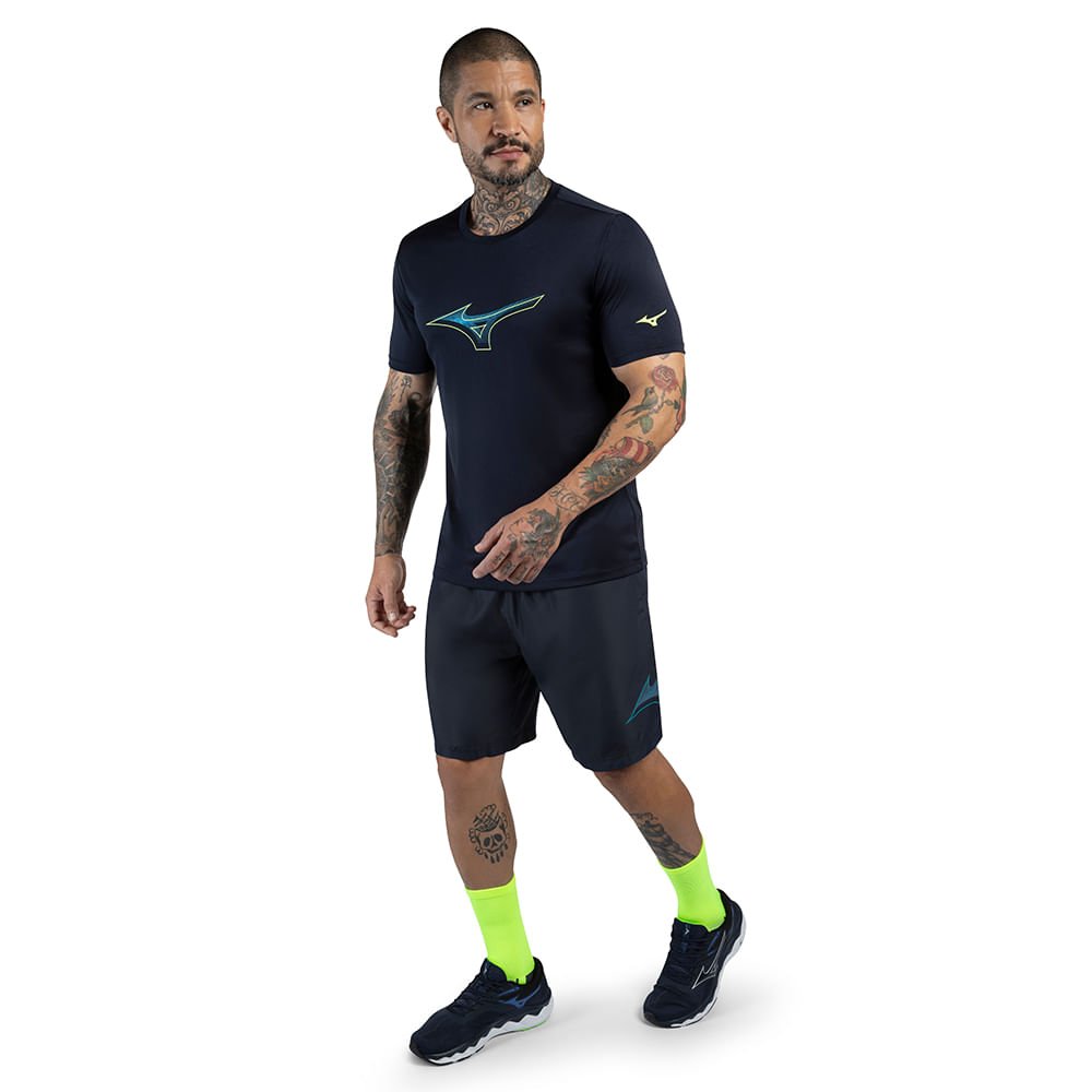 Bermuda de Treino Masculina Mizuno Run Bird Azul 2