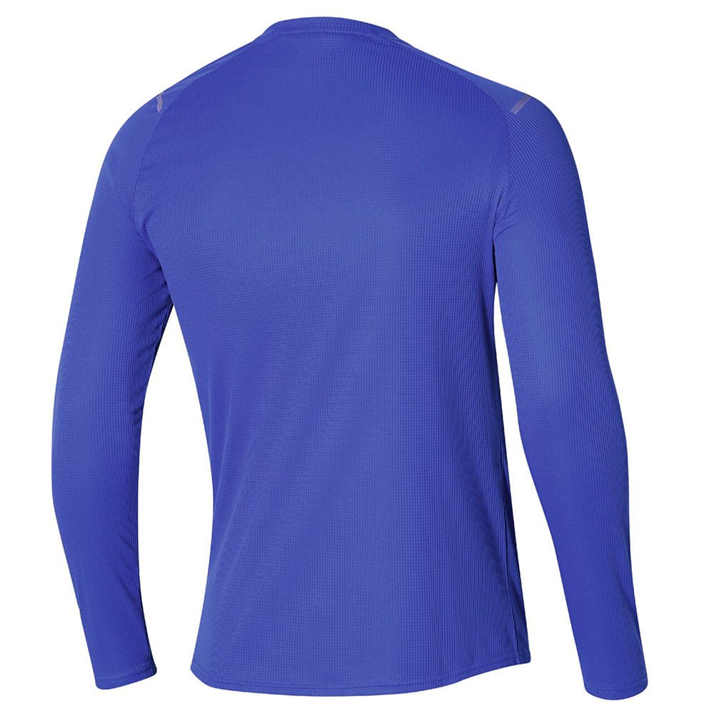 Camiseta Manga Longa de Corrida Masculina Mizuno Dryaeroflow Azul