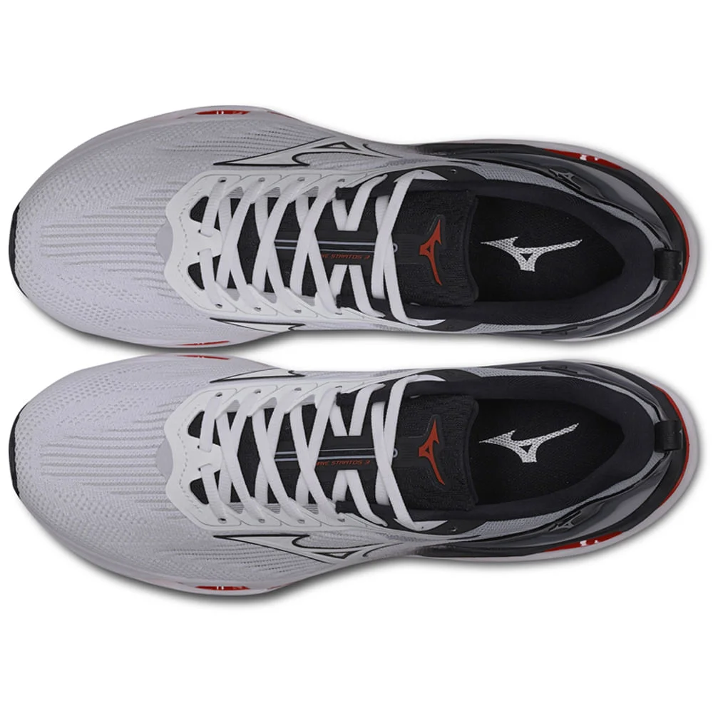 Tênis de Corrida Masculino Mizuno Wave Stratos 3 Branco/Cinza/Vermelho 2