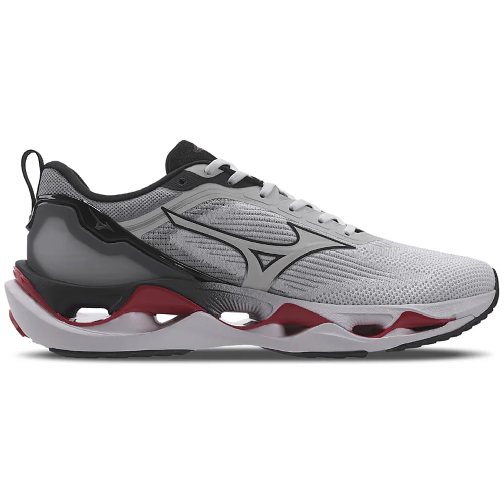 Tênis de Corrida Masculino Mizuno Wave Stratos 3 Branco/Cinza/Vermelho 4