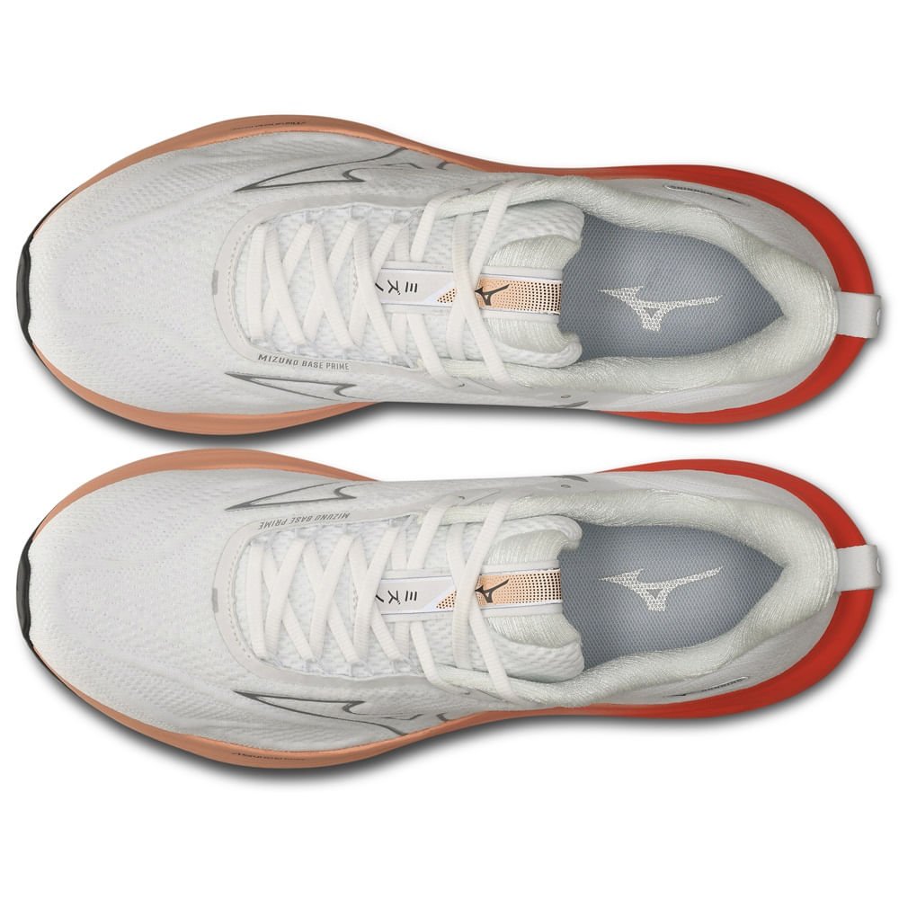 Tênis de Corrida Masculino Mizuno Base Prime Branco/Laranja 2