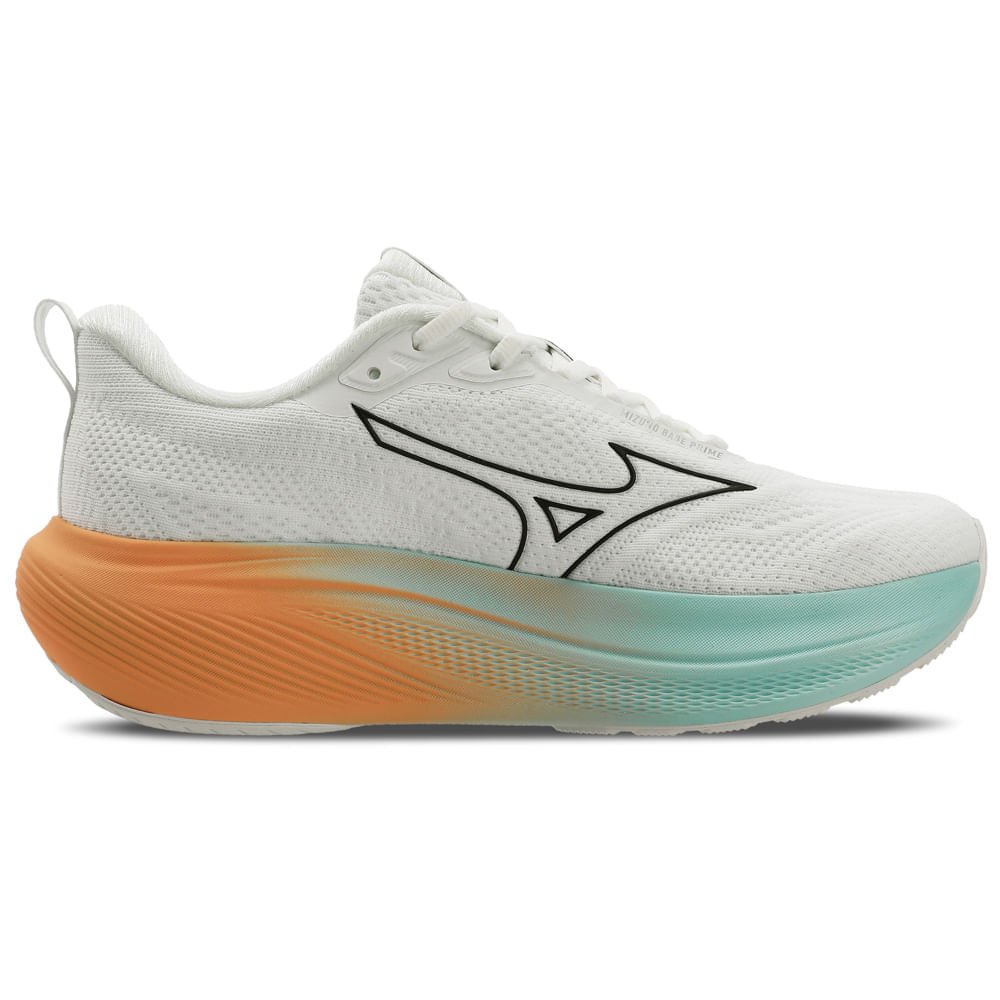 Tênis de Corrida Feminino Mizuno Base Prime Branco/Verde/Laranja 4