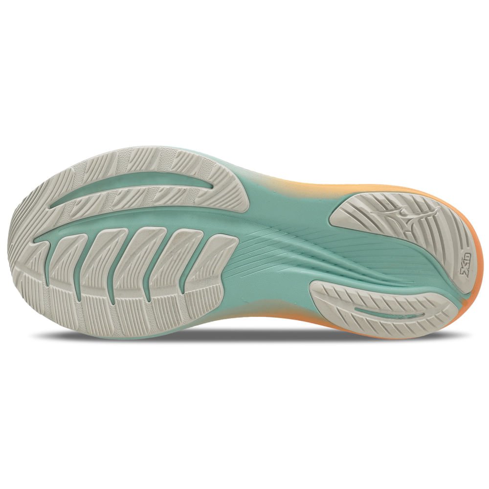 Tênis de Corrida Feminino Mizuno Base Prime Branco/Verde/Laranja 5