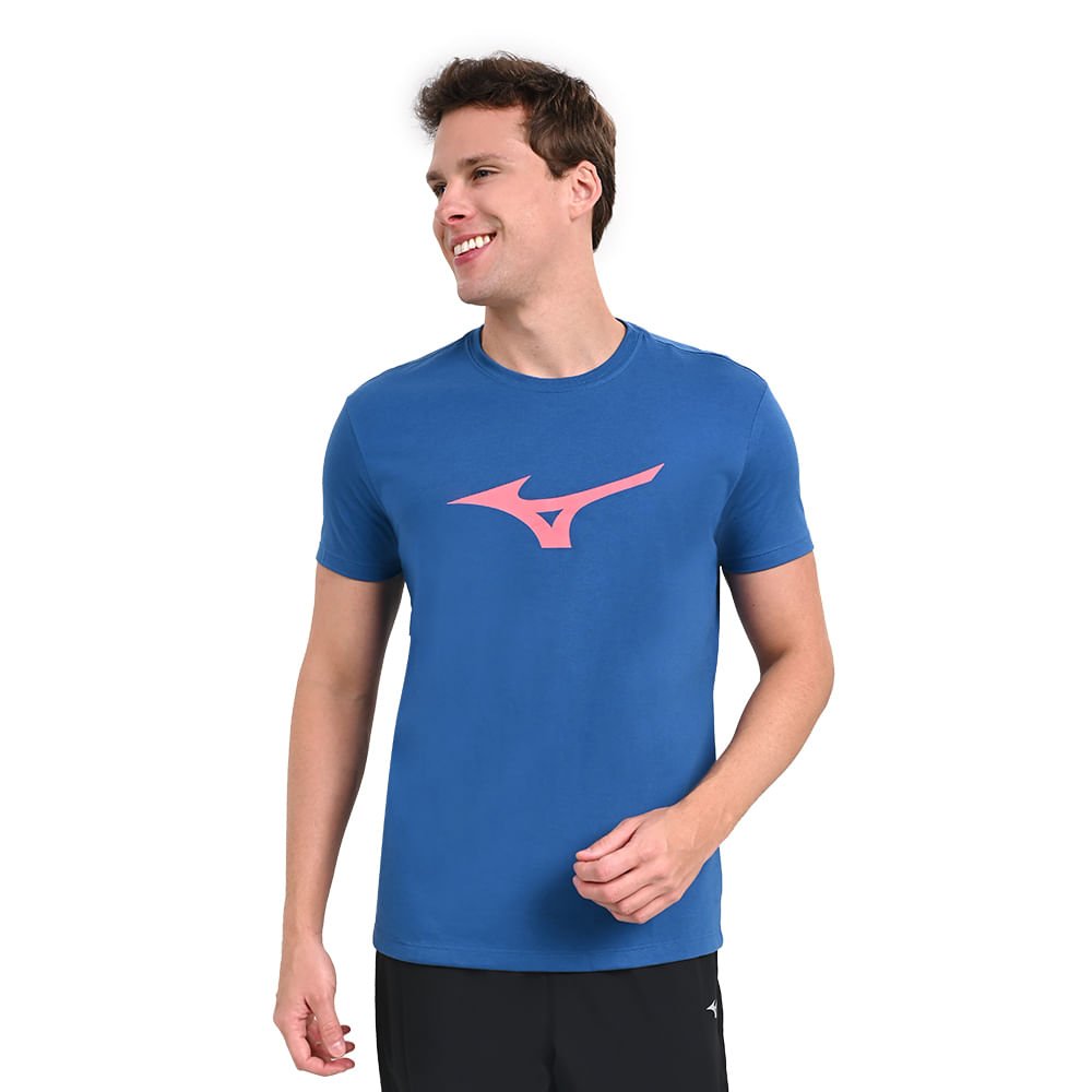 Camiseta Casual Masculina Mizuno Basic Big Logo Azul 2