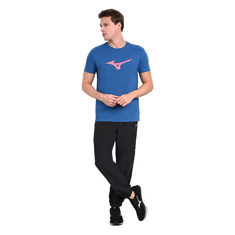 Camiseta Casual Masculina Mizuno Basic Big Logo Azul 4