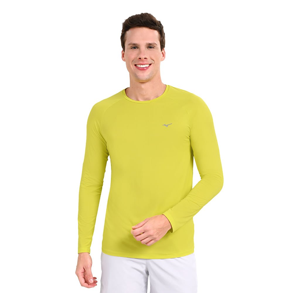 Camiseta Manga Longa de Corrida Masculina Mizuno Pro UV +50 Verde 2
