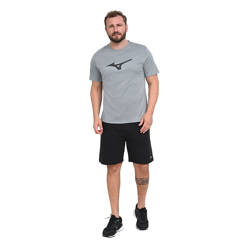 Camiseta de Corrida Masculina Mizuno Run Spark Big Logo Cinza 4