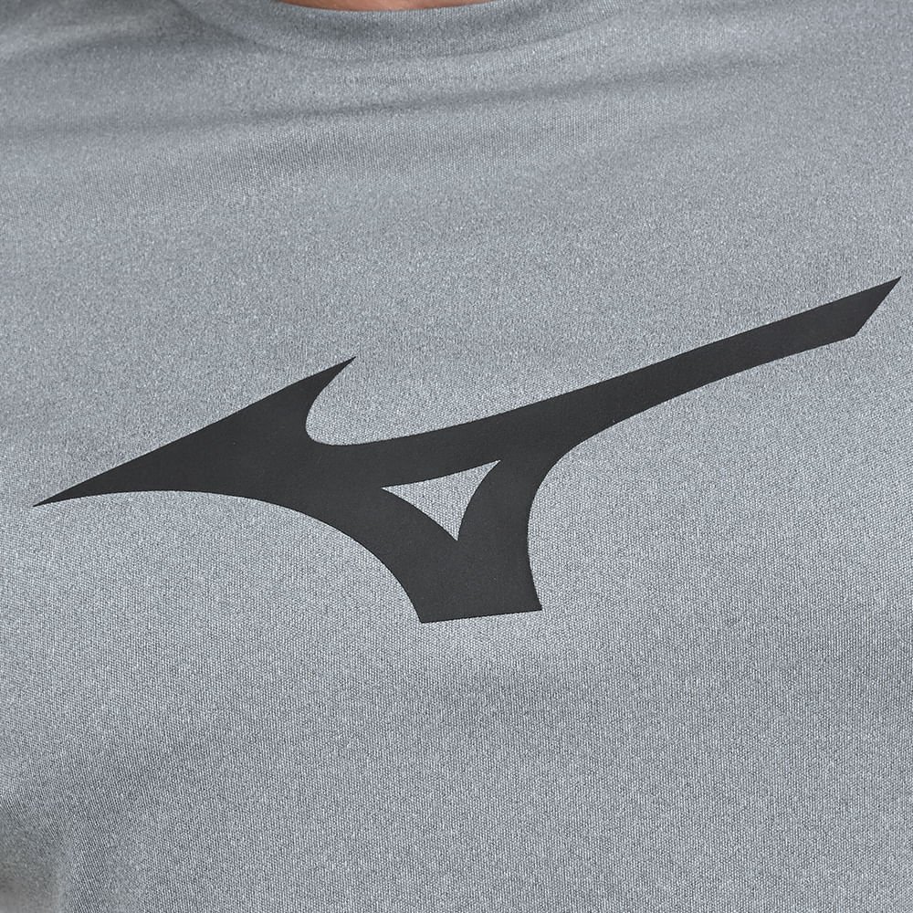 Camiseta de Corrida Masculina Mizuno Run Spark Big Logo Cinza 5