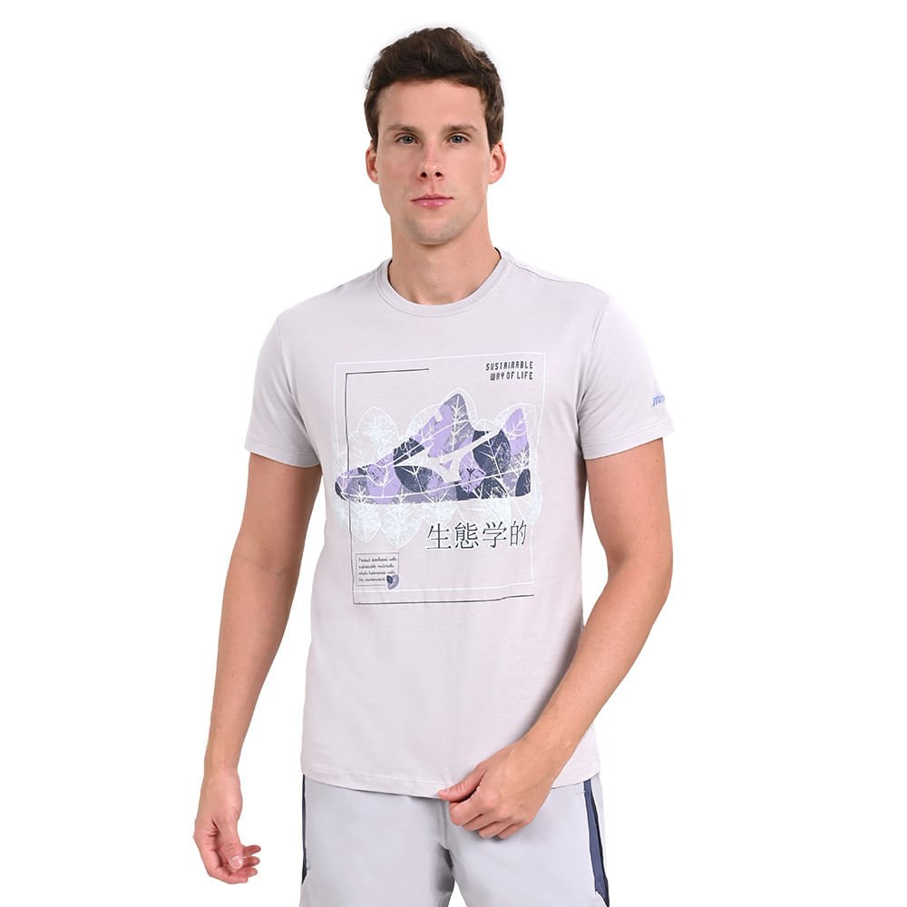 Camiseta Casual Masculina Mizuno Eco Cinza 2