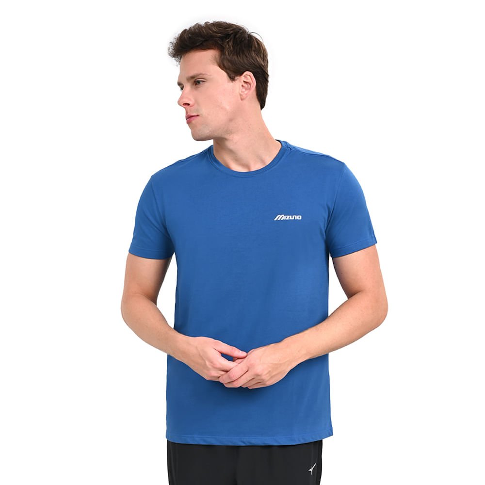 Camiseta Casual Masculina Mizuno Basic Logo Azul 2