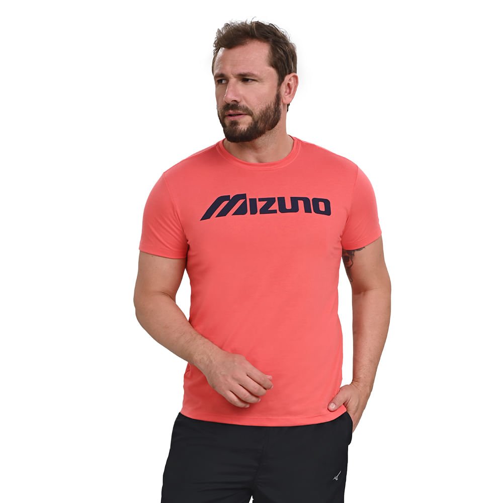 Camiseta Casual Masculina Mizuno Big Logo Laranja 2