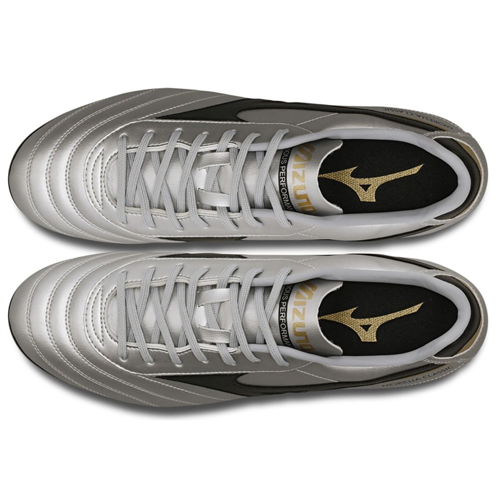 Chuteira de Campo Masculina Mizuno Morelia Classic MD Prata 3