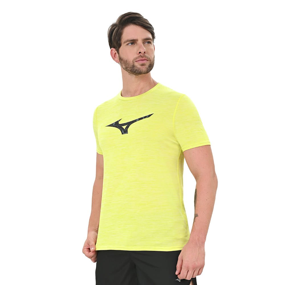 Camiseta de Treino Masculina Mizuno Core  Run Bird Amarelo 2