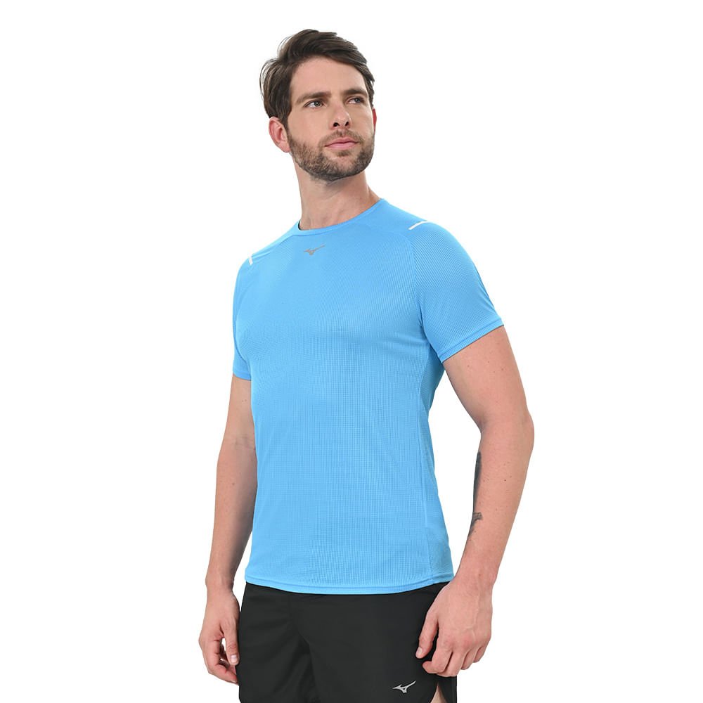 Camiseta de Corrida Masculina Mizuno Dryaeroflow Tee Azul 2