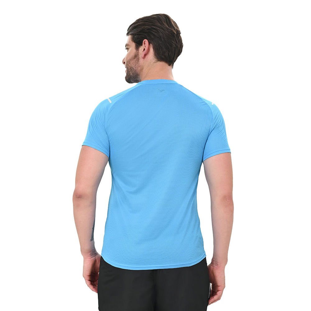 Camiseta de Corrida Masculina Mizuno Dryaeroflow Tee Azul 3